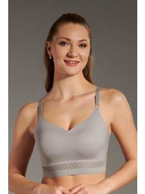 C&city Balensiz Dikişsiz Lazer Çıkarılabilir Pedli Sütyen C26140 Açık Gri
