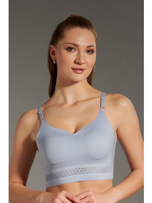 C&city Balensiz Dikişsiz Lazer Çıkarılabilir Pedli Sütyen C26140 Açık Mavi
