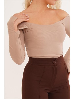 Cotton Mood 23254221 Kaşkorse Madonna Yaka Bileği Yırtmaçlı Uz. Kol Bluz Tas