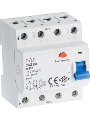 Oag 3X40 30MA Kaçak Akım Rolesi