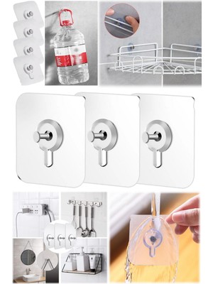 Utelips 3 Adet Mutfak Banyo Vida Kanca Çıkartma Duvar Delmeden Yapışkanlı Çivi Vida Askı Duvar Tablo Çerçeve