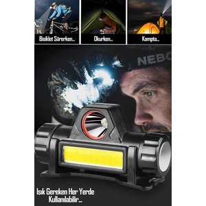 Kafa Lambası LED Şarjlı Su Geçirmez Darbeye Dayanıklı Kamp Iş Kafa Feneri 6500K 4W