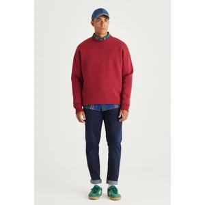Altınyıldız Classics Erkek Bordo Oversize Bol Kesim Içi Polarlı 3 Iplik Bisiklet Yaka Pamuklu Sweatshirt