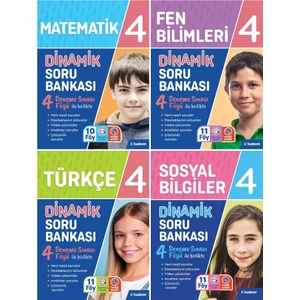 Tudem Yayınları 4. Sınıf Matematik + Türkçe + Sosyal Bilgiler + Fen Dinamik Soru Seti 4 Kitap 2023