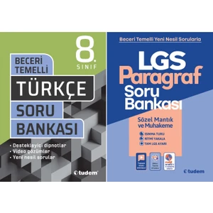 Tudem Yayınları 8. Sınıf LGS Türkçe + Paragraf Soru Bankası Seti 2 Kitap 2023