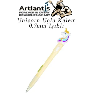 Işıklı Unicorn Uçlu Kalem 0.7 1 Adet Unicorn Başlıklı Versatil Kalem Süslü Silikonlu Hediyelik Kalem