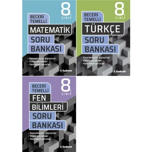 Tudem Yayınları 8. Sınıf Matematik + Türkçe + Fen Bilimleri Beceri Temelli Soru Seti 3 Kitap 2023