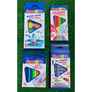 Smart Ofis Smart Kids 12 Renk Kuru Boya Uzun Boy + 12 Renk Pastel Boya + 12 Renk Sulu Boya +12 Renk Keçeli Seti
