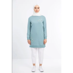 1503 Göğüs ve Bel Taş Işlemeli ve Boncuk Detaylı 2 Iplik Sweat Qys Sweat 1503 #23-05#