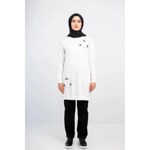 1503 Göğüs ve Bel Taş Işlemeli ve Boncuk Detaylı 2 Iplik Sweat Qys Sweat 1503 #23-05#