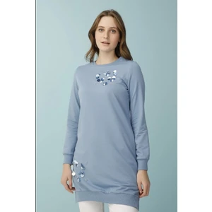 1503 Göğüs ve Bel Taş Işlemeli ve Boncuk Detaylı 2 Iplik Sweat Qys Sweat 1503 #23-05#