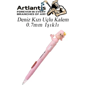 Işıklı Deniz Kızı Uçlu Kalem 0.7 1 Adet Denizkızı Başlıklı Versatil Kalem Süslü Silikonlu Hediyelik Kalem