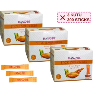 Hanzade Bitkisel Stick Kahverengi Esmer Şeker 100 Sticks 300 gr x 3 Adet