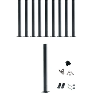 Panel Çit Market Panel Çit Direği 100 cm Antrasit Aksesuarlı (10 Adet)
