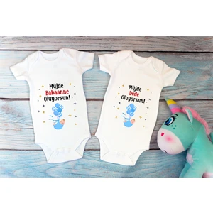 Tuğba Baby Özel Tasarım Lisanslı Müjde Babaanne/dede Oluyorsun 2'li Bebek Body Beyaz Bebek Badi Zıbın