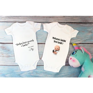 Tuğba Baby Özel Tasarım Patron Bebek Mekanın Sahibi Yeni Geldi Ikili Bebek Body Beyaz Badi Zıbın