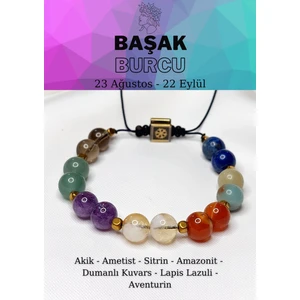 Lemuryan Stone Orijinal Doğaltaş Başak Burcu Ayarlanabilir Bileklik