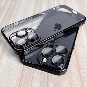 iPhone 14 Pro Max Kılıf Lens ve Hoparlör Toz Koruma Filtreli Sert Ultra Ince Kenarları Renkli Arkası Sararmaz Şeffaf