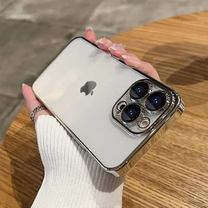 iPhone 14 Pro Max Kılıf Lens ve Hoparlör Toz Koruma Filtreli Sert Ultra Ince Kenarları Renkli Arkası Sararmaz Şeffaf