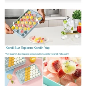 HBNC Store Küre Buz Kalıbı Kapaklı 33 Hazneli Yuvarlak Buz Kalıbı Kokteyl Sunum Buz Kalıbı