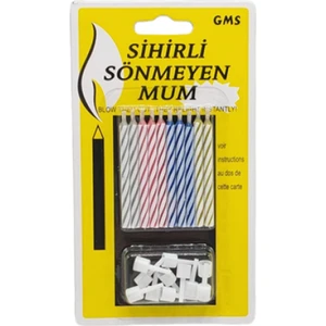 Sihirli Sönmeyen Pasta Mumu 6 cm 10'lu