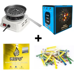 Bee Hookah Elektrikli Ocak Mini Kırmızı ve 1 kg Premium Cococharcoal Nargile Kömürü + Sipsi ve Folyo Hediyeli