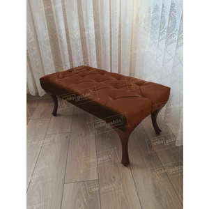 90 Cm Kapitoneli Ayak Ucu Kapı Önü Antre Bench Puf Ceviz Ayak