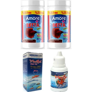 Beta Balığı Granul Yemi 2 Adet 125 Ml, Su Berraklaştırıcı, Vitamin Seti