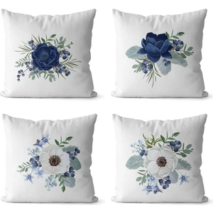 Jwk Home Çiçek Desenli Çift Taraflı 4 Adet Kırlent Kılıf Takım (43X43)