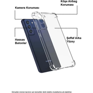Oppo A16 Kapak Kamera Korumalı Antishock Köşe Korumalı Şeffaf Silikon Kılıf