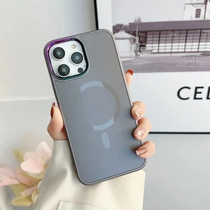 M.TK Moveteck Apple iPhone 12 Pro Max Kılıf Mat Hissli Kaymaz Doku Magsafe Wireless Göz Alıcı Stil Kapak