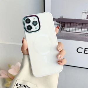 M.TK Moveteck Apple iPhone 12 Pro Max Kılıf Mat Hissli Kaymaz Doku Magsafe Wireless Göz Alıcı Stil Kapak