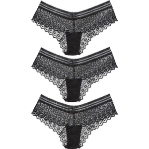 Simi Underwear Gia Kadın Dantel Siyah 3lü Brazilian Külot