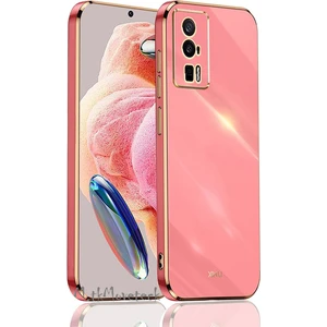 M.TK Moveteck Xiaomi Poco F5 Pro Kılıf Kamera Korumalı Parlak Gold Altın Işleme Kenarlı Yumuşak Silikon Kapak Zırh