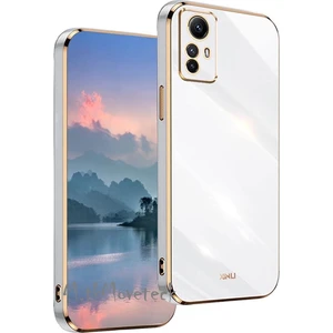 M.TK Moveteck Xiaomi Redmi Note 12S Kılıf Kamera Korumalı Parlak Gold Altın Işleme Kenarlı Yumuşak Silikon Kapak Zırh