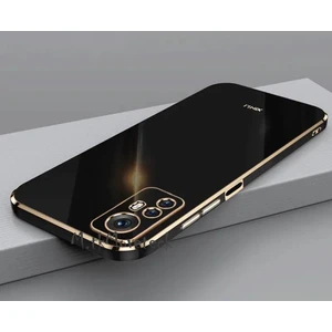 M.TK Moveteck Xiaomi Redmi Note 12S Kılıf Kamera Korumalı Parlak Gold Altın Işleme Kenarlı Yumuşak Silikon Kapak Zırh