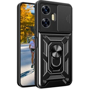M.TK Moveteck Oppo Realme C55 4g Kılıf Kamera Korumalı Sürgülü Yüzüklü Armor Military Tank Zırh Case