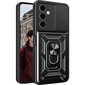 M.TK Moveteck Samsung Galaxy A24 4g Kılıf Kamera Korumalı Sürgülü Yüzüklü Armor Military Tank Zırh Case