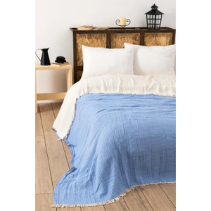 Denizli Concept 4 Kat Müslin Ipliği Boyalı Yatak Örtüsü Bebe Mavi 230x250