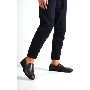 Hakiki Deri 22103D-K Kahve İnce Taban Erkek Loafer
