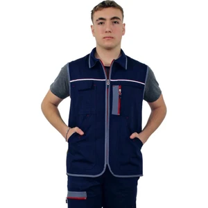 GY06Y Unisex Lacivert Fermuarlı Gabardin Yazlık Yelek