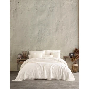 Destiny Hometex Bej Jakarlı Naturel 4 Katlı Multi Muslin %100 Pamuk Çift Kişilik Yatak Örtüsü
