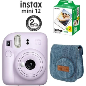 Instax Mini 12 Fotoğraf Makinesi 20'li Film ve Jean Çantalı Hediye Seti 77