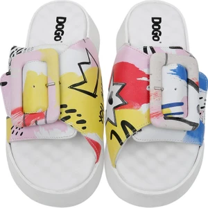 Kadın Vegan Deri Çok Renkli Terlik - The Creation of the Collage Tasarım