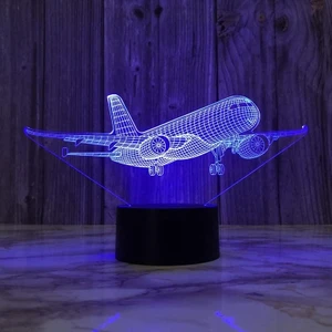 Uçak 3D Boy Için Gece Lambası 16 Renkler Kız Odası Dekor Illusion LED Lamba USB Uçak Şekil Uygun Çocuklar Fanlar Noel Hediyeleri (Yurt Dışından)