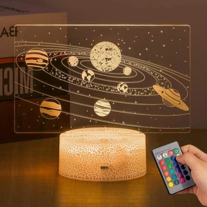Güneş Sistemi 3D Optik Illüzyon Lambası Evren Uzay Galaksisi Uzay Aşığı Erkekler ve Kızlar Için En Iyi Hediye Olarak Uzaktan Kumandalı LED Gece Lambası (Güneş Sistemi) (Yurt Dışından)