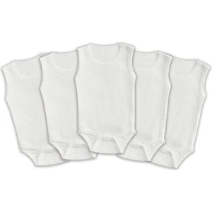 5'li Ribana Bebek Atlet Body Zıbın Raporlu Çıtçıtlı Beyaz 100% Pamuk - Ribana Bebek Body