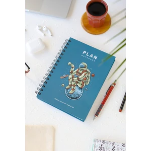 Deep Notebook Süresiz Planlayıcı Ajanda A5 Spiralli Huzurlu Astronot Uzay Tasarımı