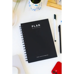 Deep Notebook Süresiz Planlayıcı Ajanda A5 Spiralli Siyah Renk Klasik Tasarım