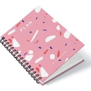 Deep Notebook Süresiz Planlayıcı Ajanda A5 Spiralli Pembe Grafik Renkli Tasarım